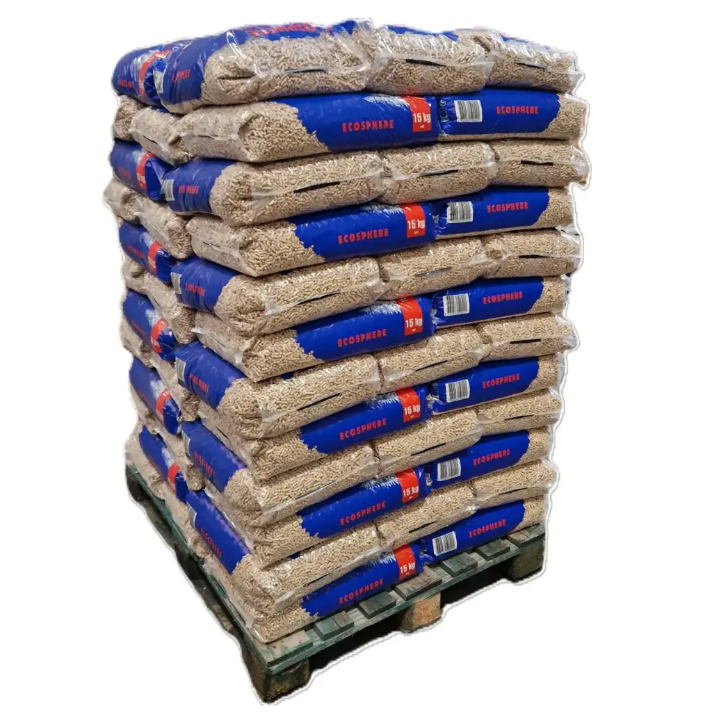 Pellets granulés de bois Din+ EcoSphère - Palette de 70 sacs de 15Kg