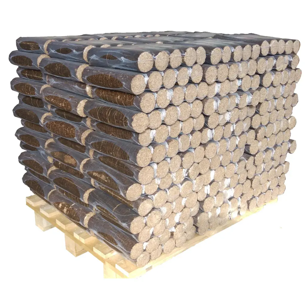 Bûches de bois densifiées rondes 30cm - Palette de 117 packs de 5 bûches - J'envoie du bois