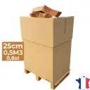 Bois de chauffage 25cm - Palette carton 0,5m3 - Bûches extra sèches (étuvées) - 0,8 stères