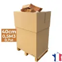 Bois de chauffage 40cm - Palette carton 0,5m3 - Bûches extra sèches (étuvées) - 0,7 stères