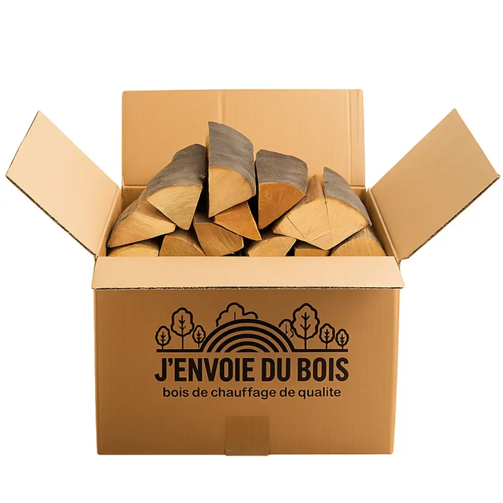 Bois de chauffage 25cm - Carton 35 litres neutre - Bûches extra sèches (étuvées)