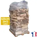 Bois de chauffage 40cm - Palette filet 2m3 - Bûches demi-sèches - 1,8 stères
