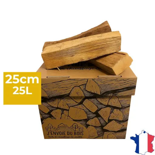 [CAR-25-ESEC-JEDB] Bois de chauffage 25cm - Joli Carton de 25 litres - Bûches extra sèches (étuvées)