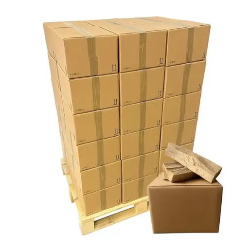Bois de chauffage 30cm - Palette de 36 cartons de 35 litres neutres - Bûches extra sèches (étuvées) - 2 stères