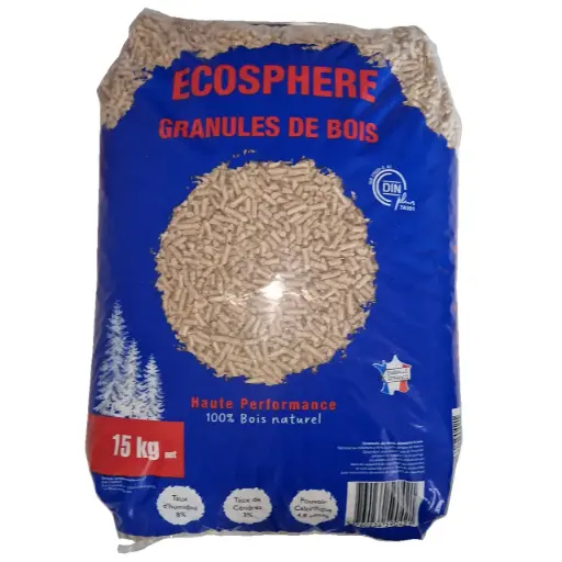 [SAC-PEL-15-ES] Pellet granulés de bois DIN+ Ecosphère - Sac de 15Kg