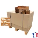 Bois de chauffage 30cm - Palette carton 0,25m3 - Bûches extra sèches (étuvées) - 0,4 stères