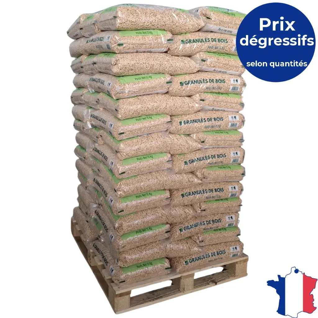 Pellets granulés de bois Planète Terre HDF - Palette de 70 sacs de 15Kg