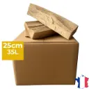Bois de chauffage 25cm - Carton 35 litres neutre - Bûches extra sèches (étuvées)