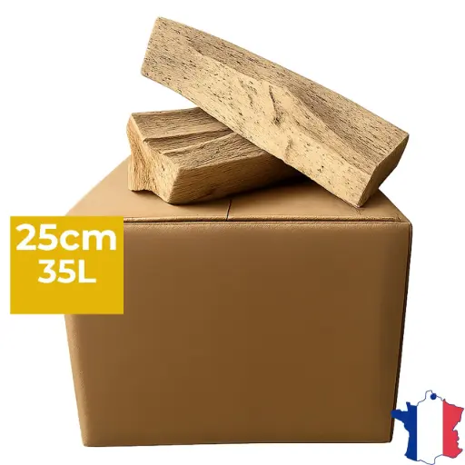 [CAR-25-ESEC-G] Bois de chauffage 25cm - Carton 35 litres neutre - Bûches extra sèches (étuvées)